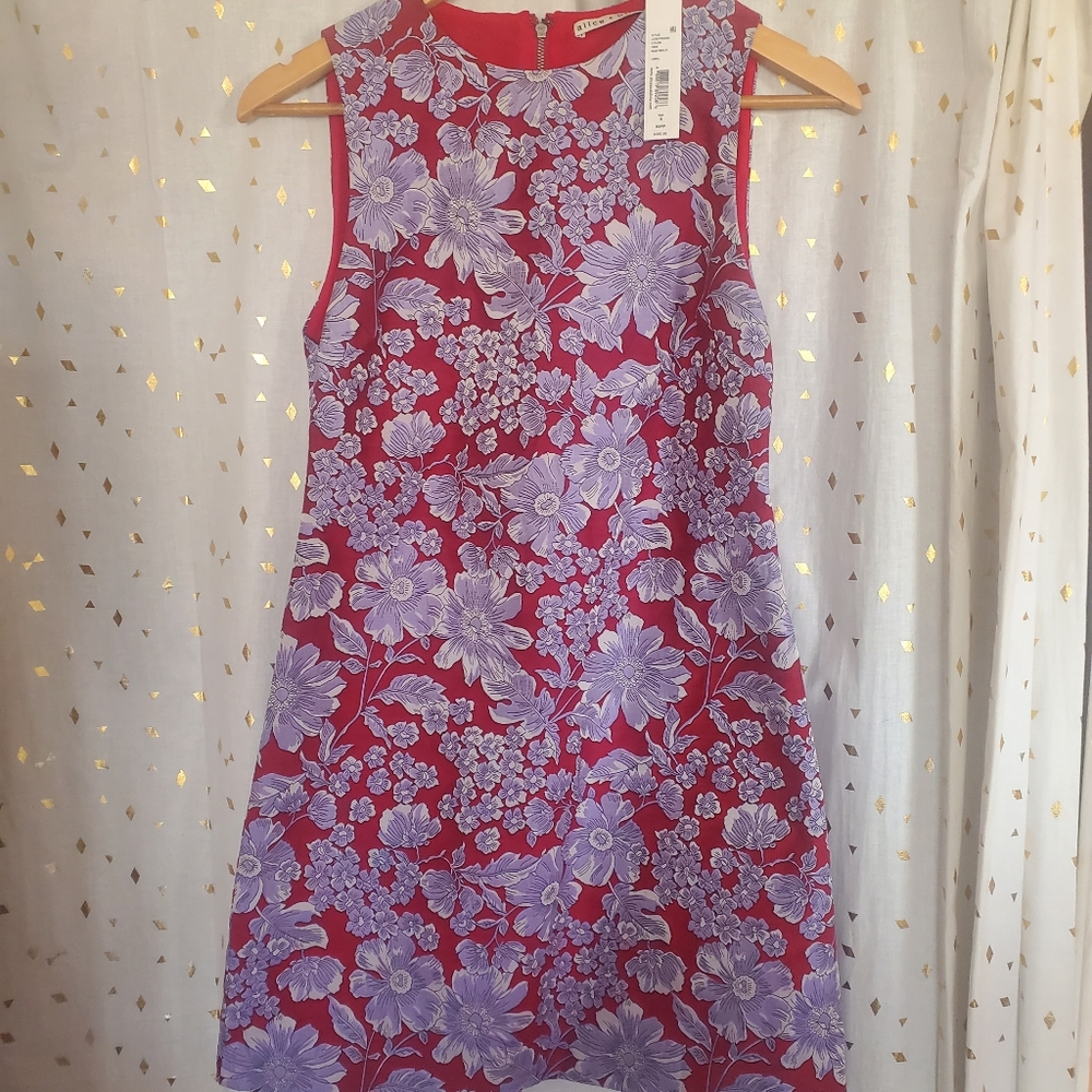 Alice + Olivia Scarlet Shift Dress with Lavender Floral Print